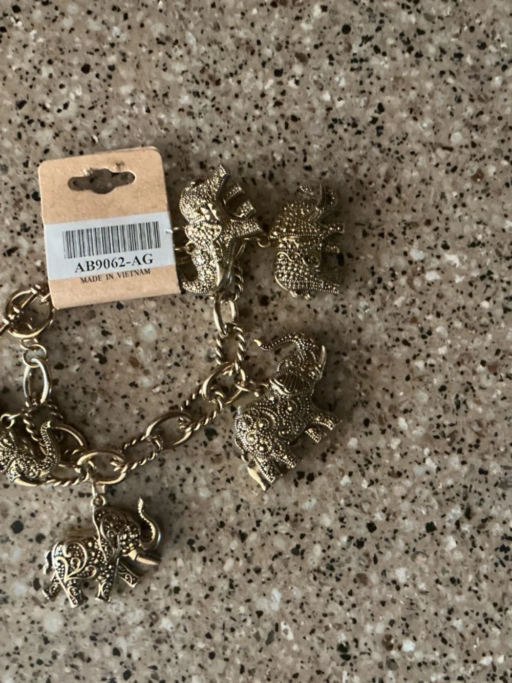 New Vintage Brushed Gold Elephant Bracelet - Picture 4 of 4